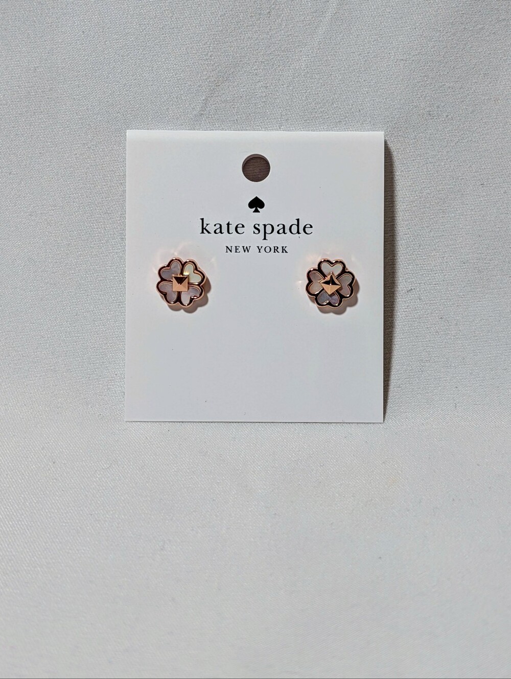 Kate Spade New York Rose Gold Spade & Floral Stud Earrings NWT - Picture 3 of 4